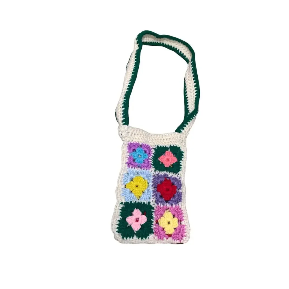Handmade Crochet Granny Square Floral Mini Crossbody Shoulder Bag Boho